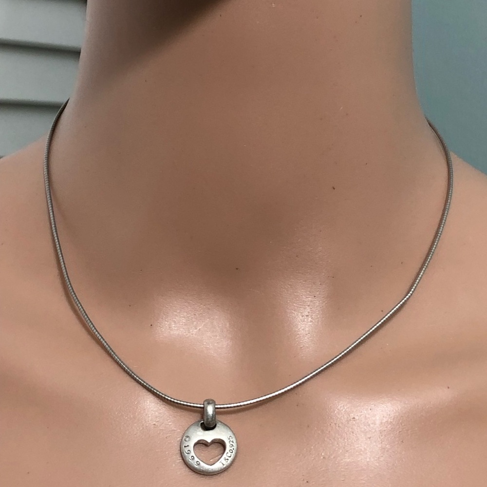 Tiffany & Co. 1999 Heart Stencil Cut-Out Necklace – Sterling Silver 925